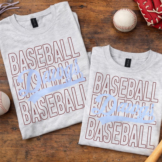 Dawgs Stacked Baseball - Ash Gray Gildan