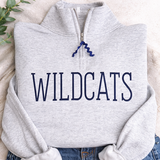 WILDCATS Tall Lettered Embroidered 1/4 Zip