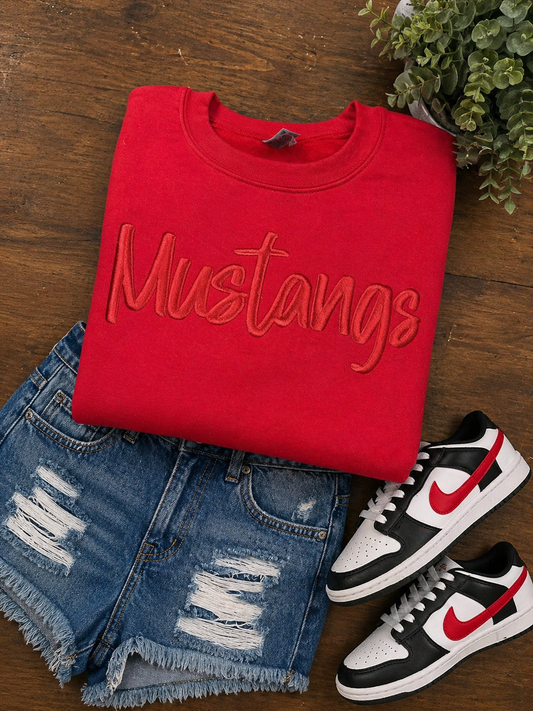 Red Mustangs with Red Metallic Puff