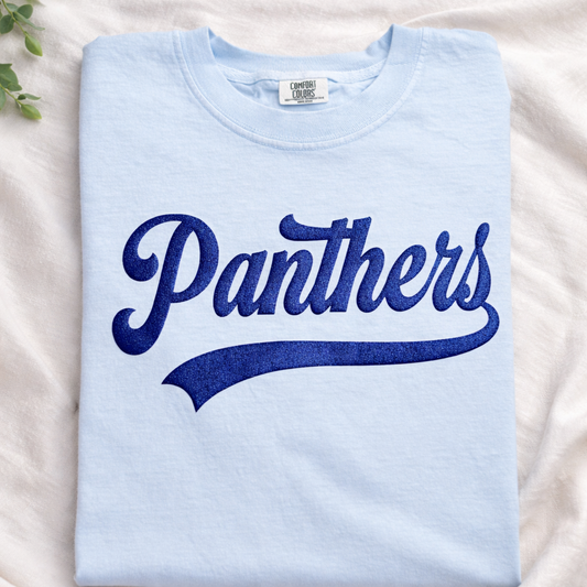 Hydrangea Blue  Comfort Colors Panthers -Glitter Royal Blue PUFF