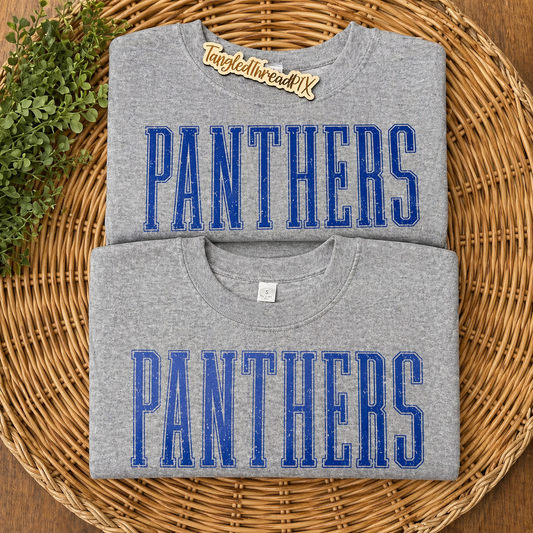 Panthers Tall Glitter Distressed Letters - Sport Gray