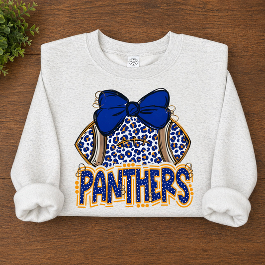 Panthers Football Bow - Ash Gray