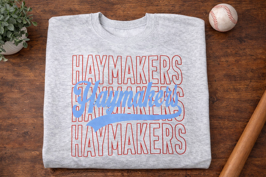 Haymakers Stacked Baseball - Ash Gray Gildan Sweatshirt