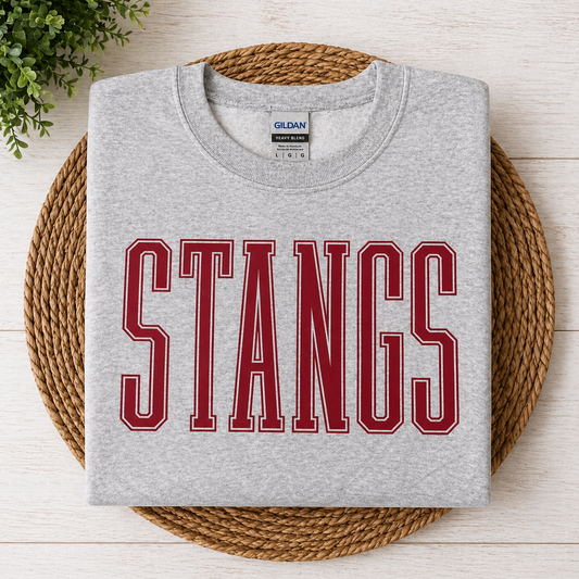 Sport Gray Stangs RED Tall Letters
