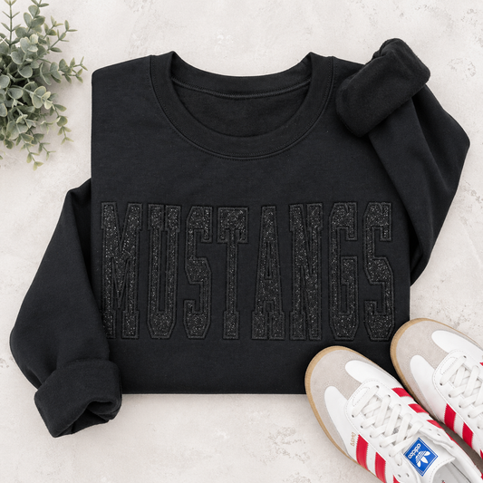 Black on Black Mustangs Embroidered