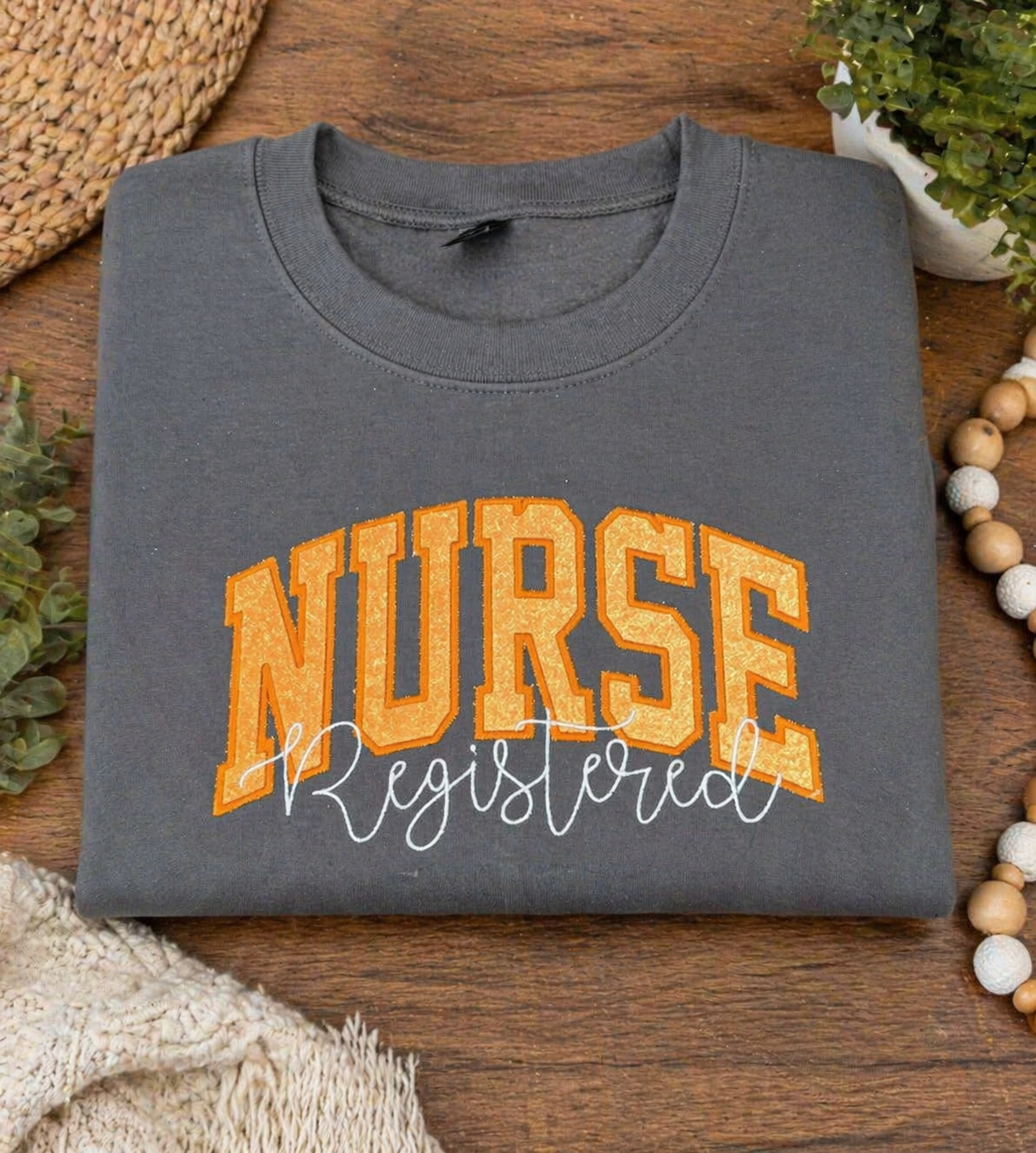 Silver Registered Nurse - Embroidered Black Gildan Sweatshirt