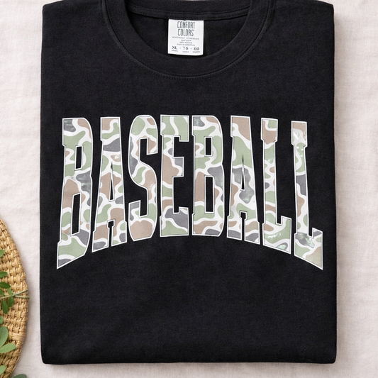 Camo Curved Baseball - Black Comfort Colors