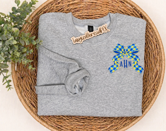 Panthers Gingham Pocket Bow - Embroidered