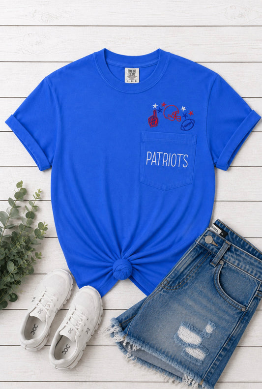 Patriots Football Embroidered Pocket Tee