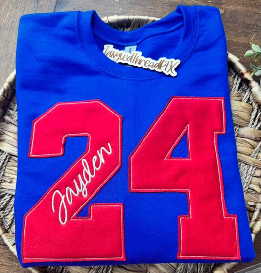 Royal Blue Varsity Raggy # - Personalized & Embrodiered