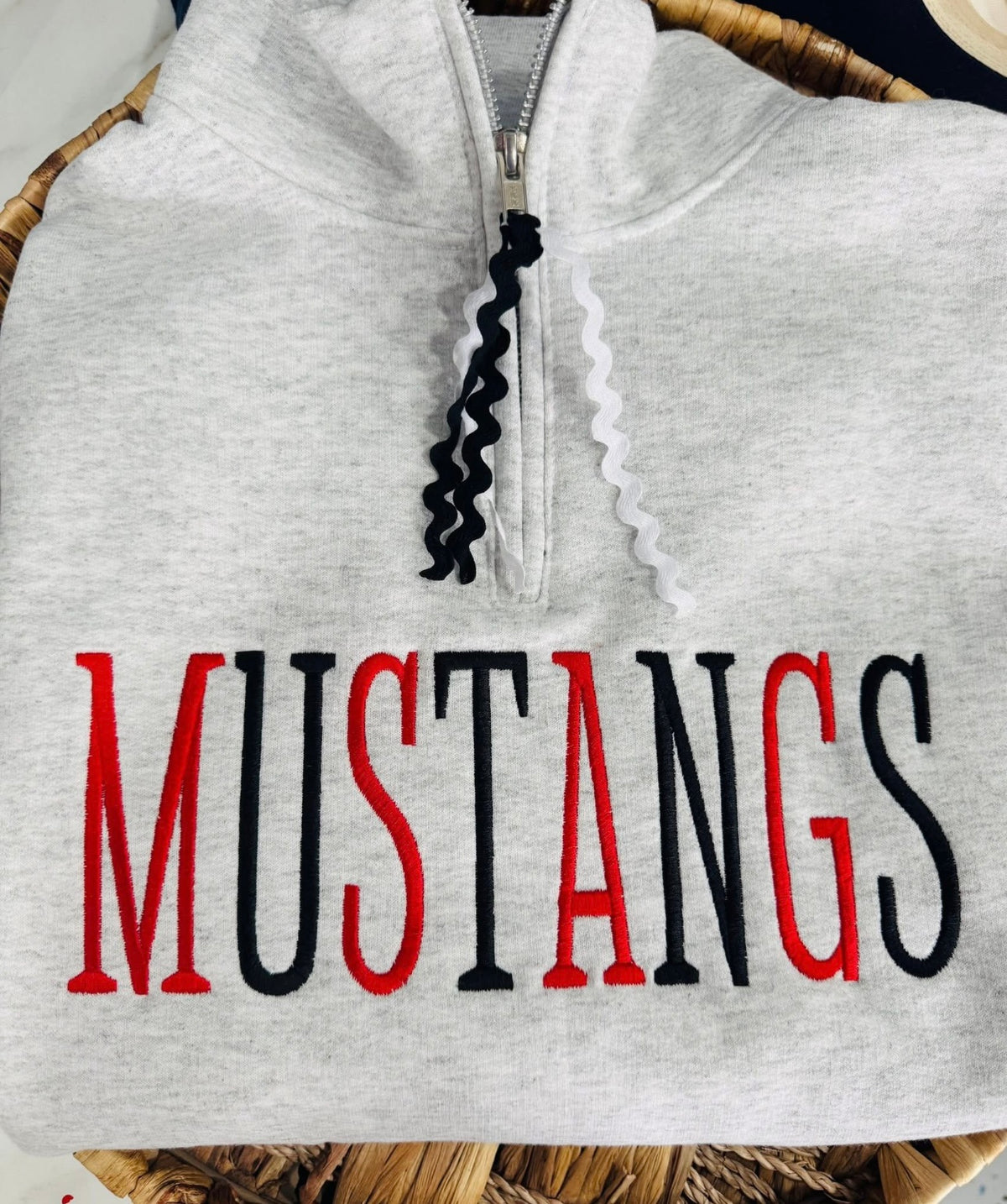 Mustangs Tall Alternating Letters - Embroiderd 1/4 Zip
