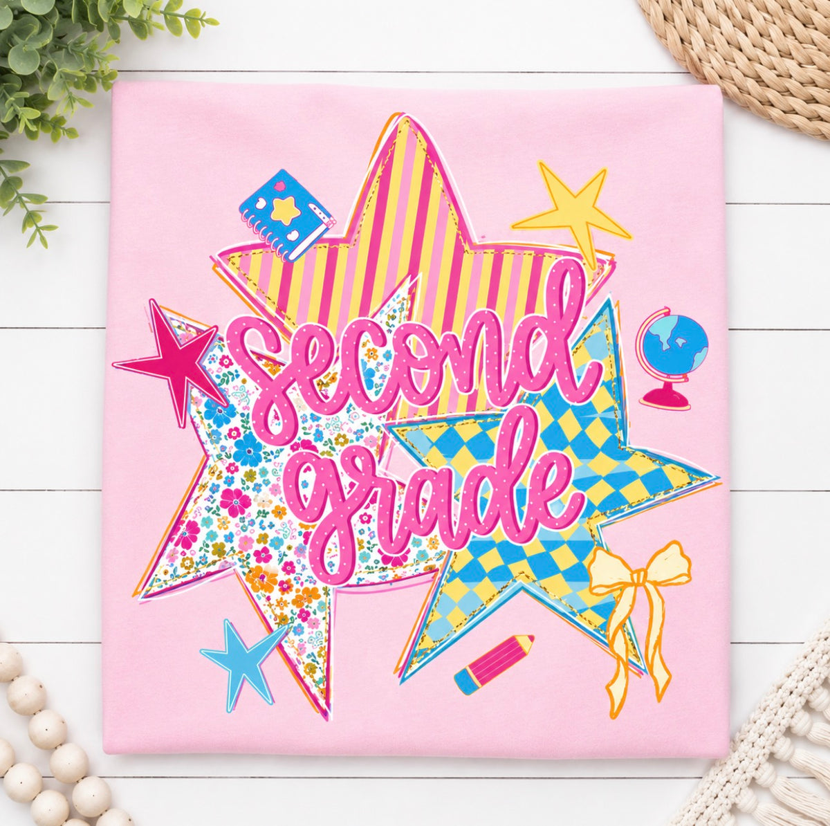 2nd Grade Back To School Stars - Blue or Pink