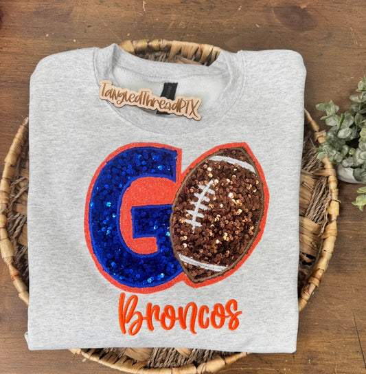 Sport Gray - GO Broncos Football - Embroidered