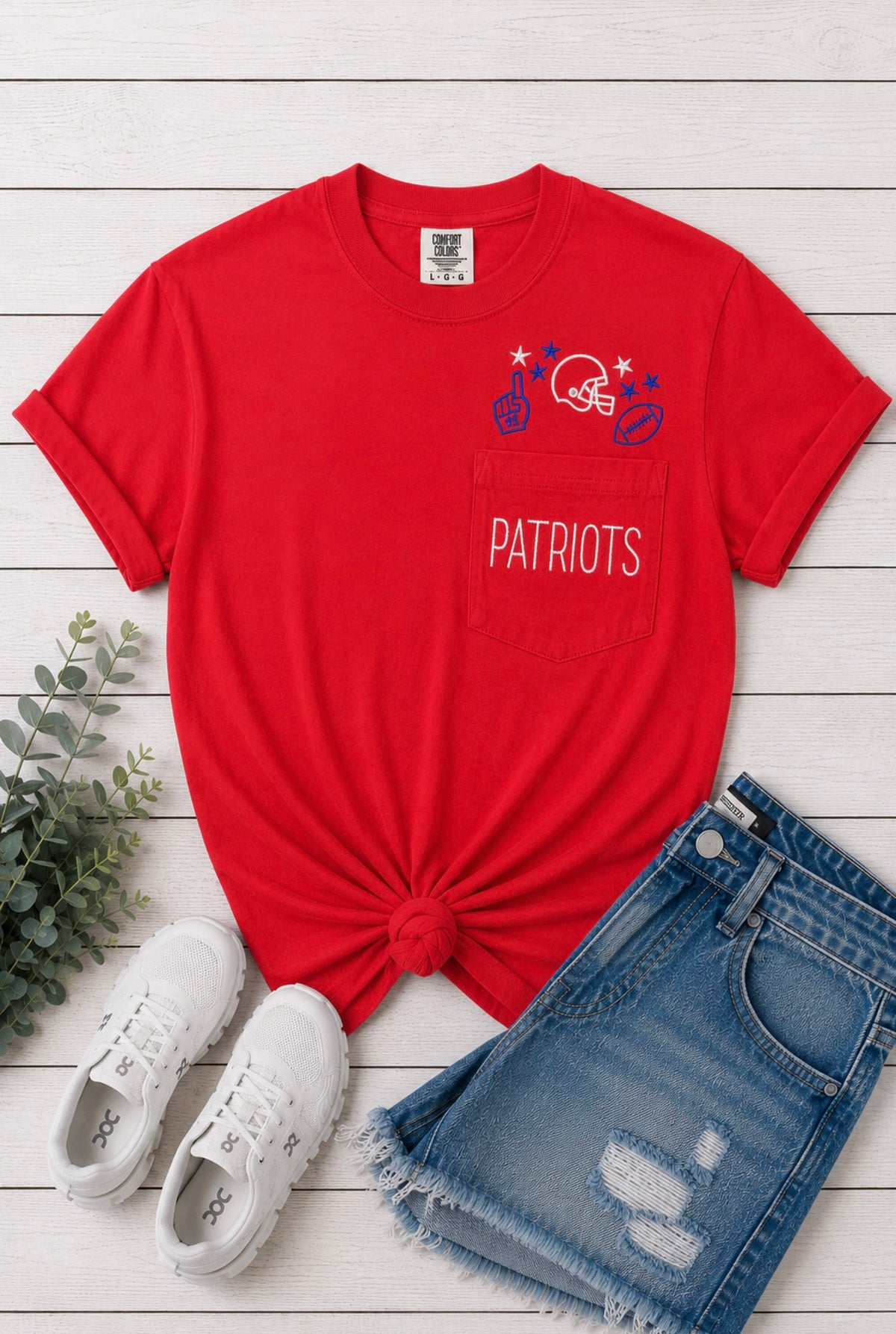 Patriots Football Embroidered Pocket Tee