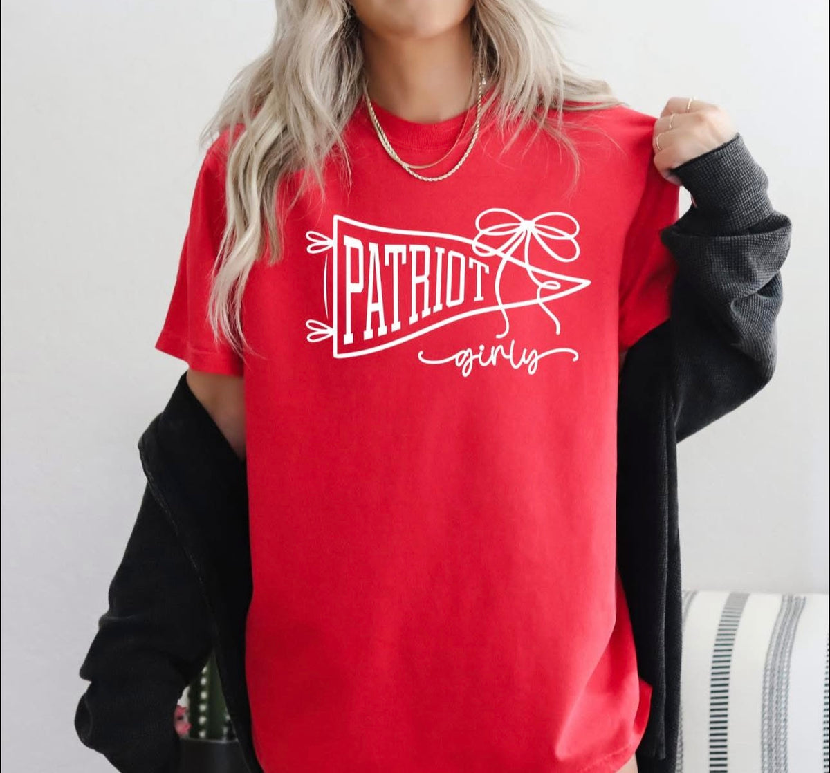 Red Patriot Girly - White Letters