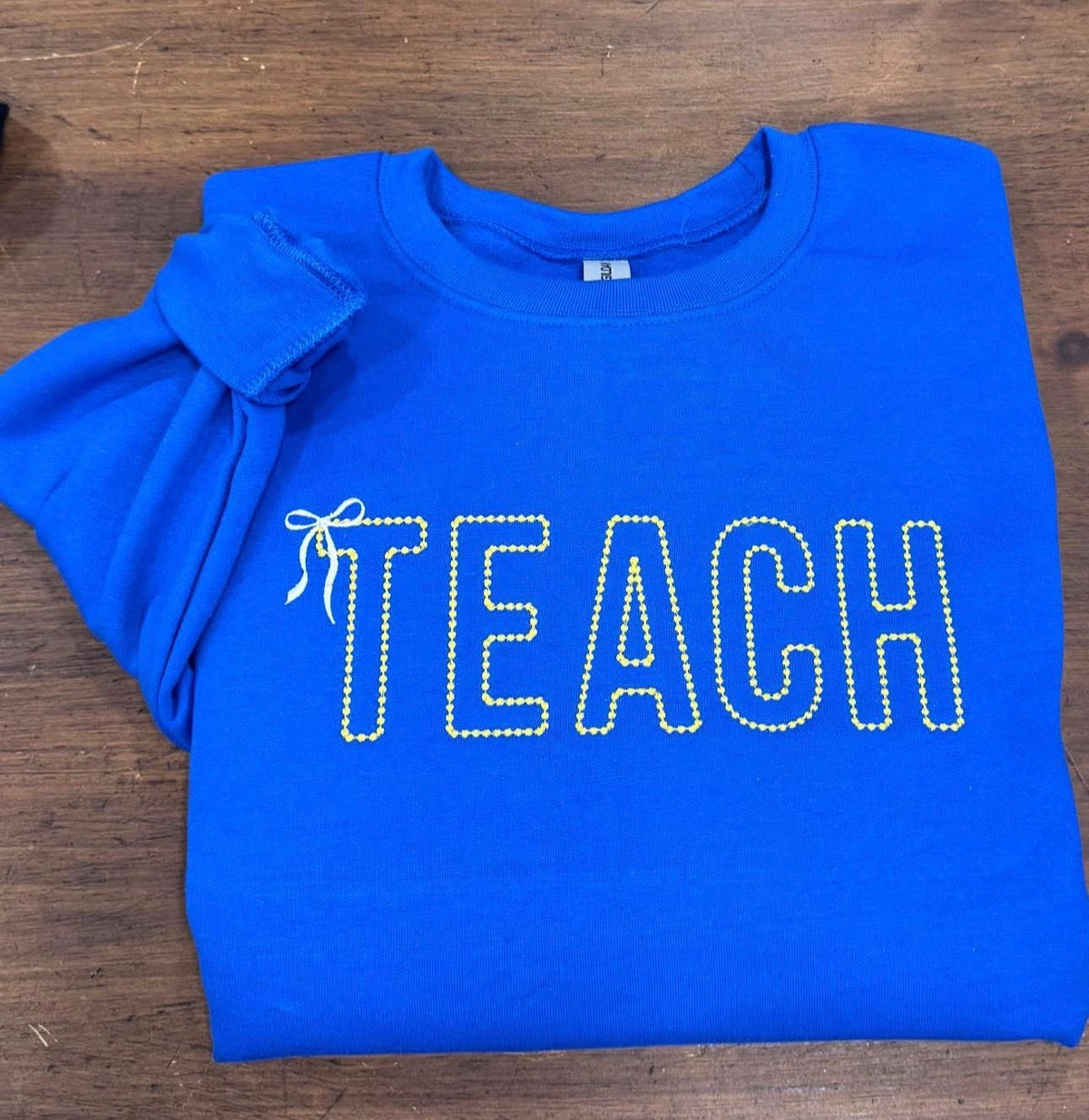 TEACH Outline  - Embroidered Royal Blue Sweatshirt
