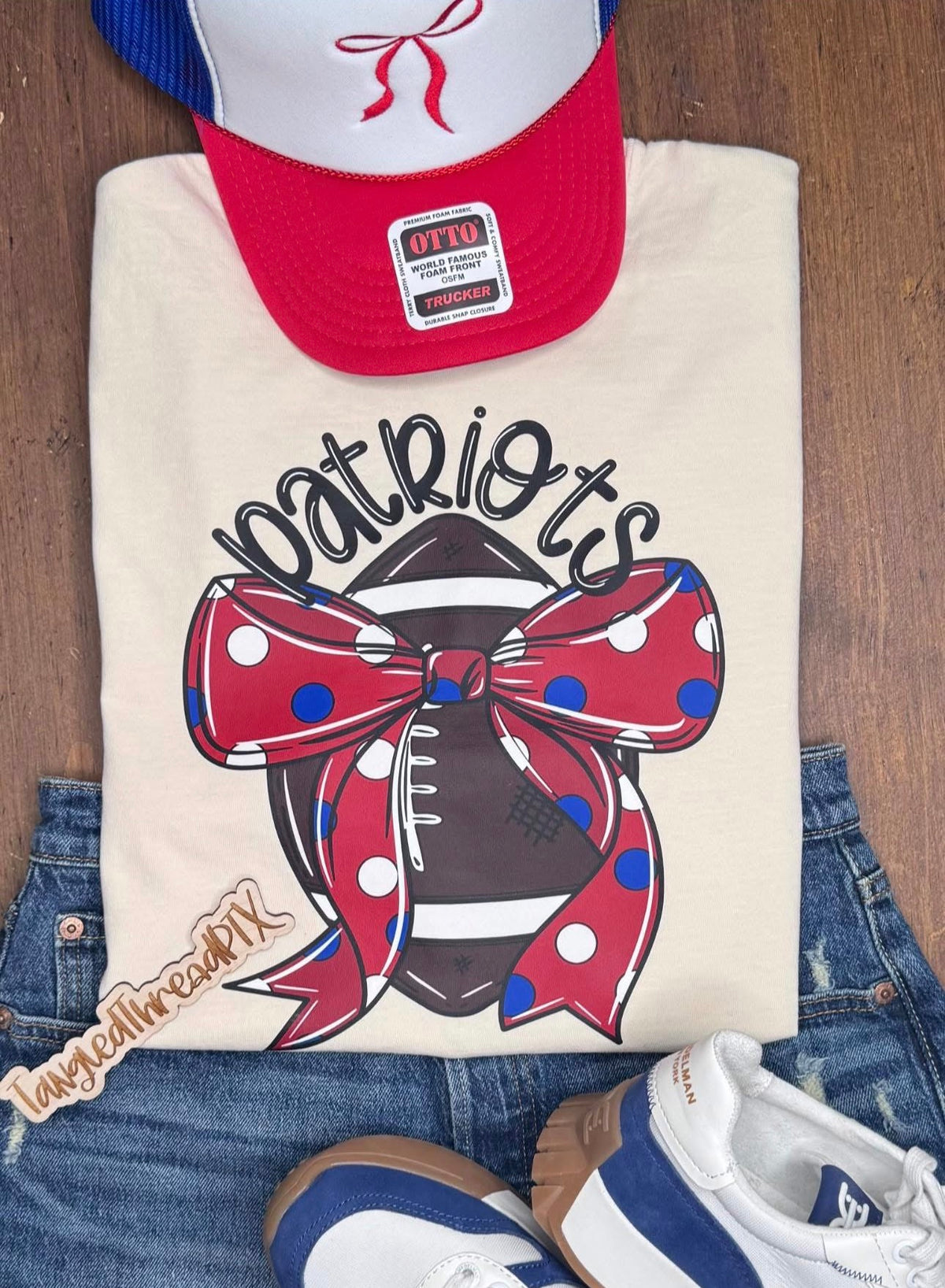 Patriots Football & Bow - Ivory