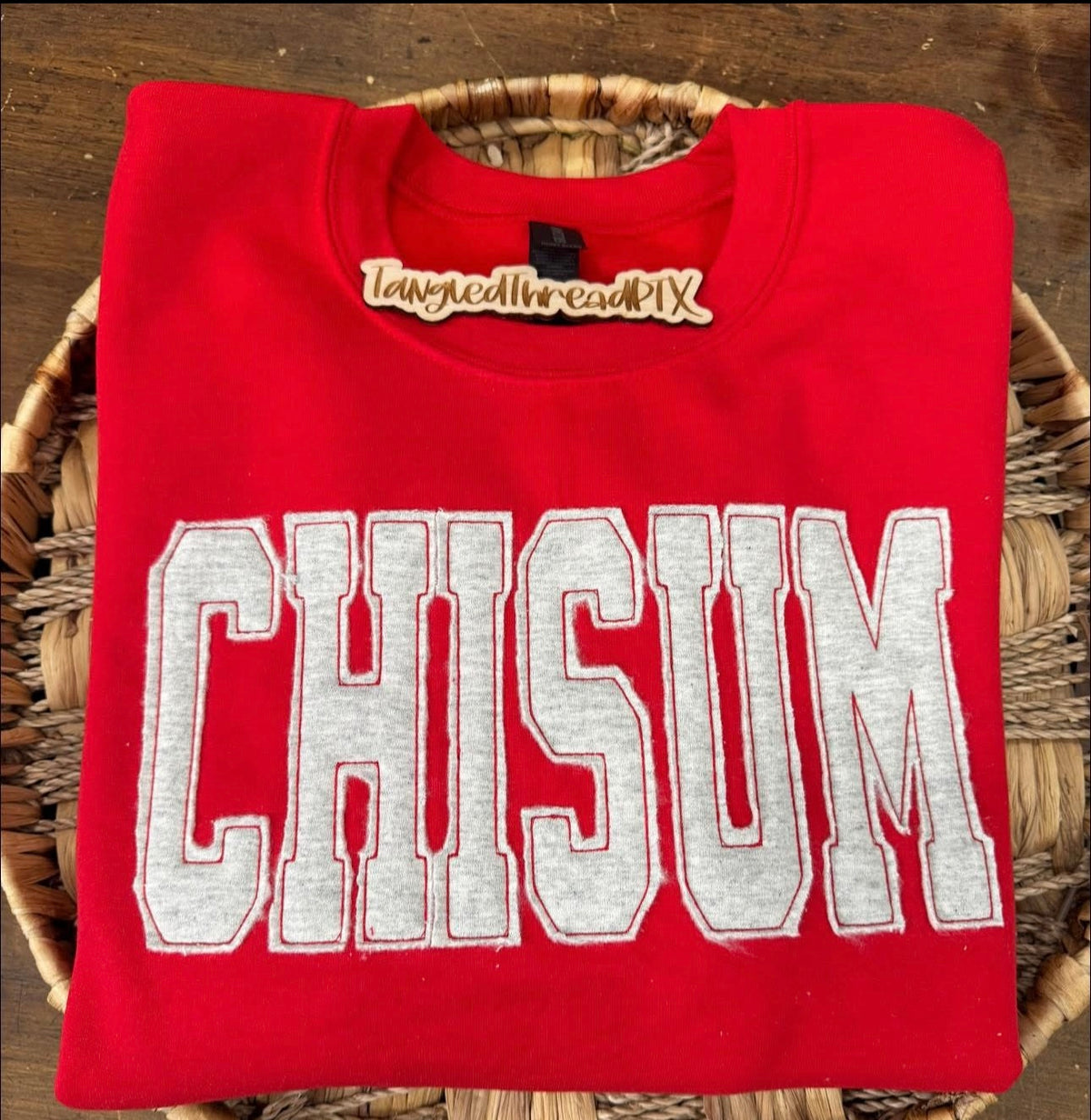Red Chisum Raggy - Grey Letters with Red Stitching