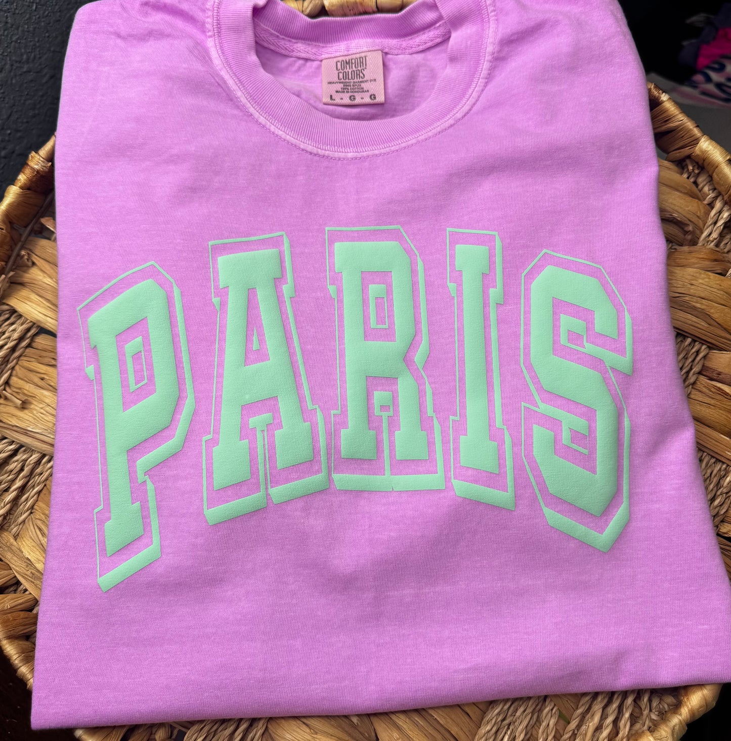 Neon Violet  Paris with Mint Green Puff
