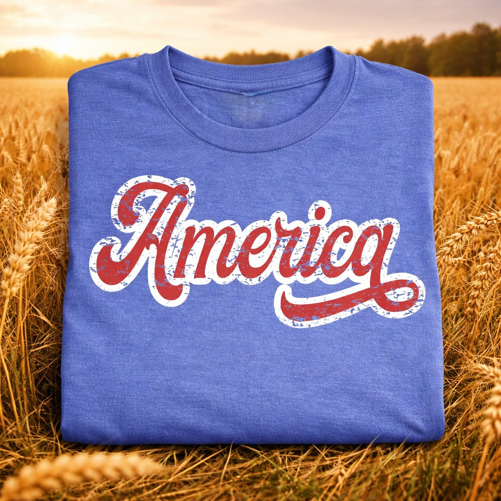 Flo Blue America Distressed Letters