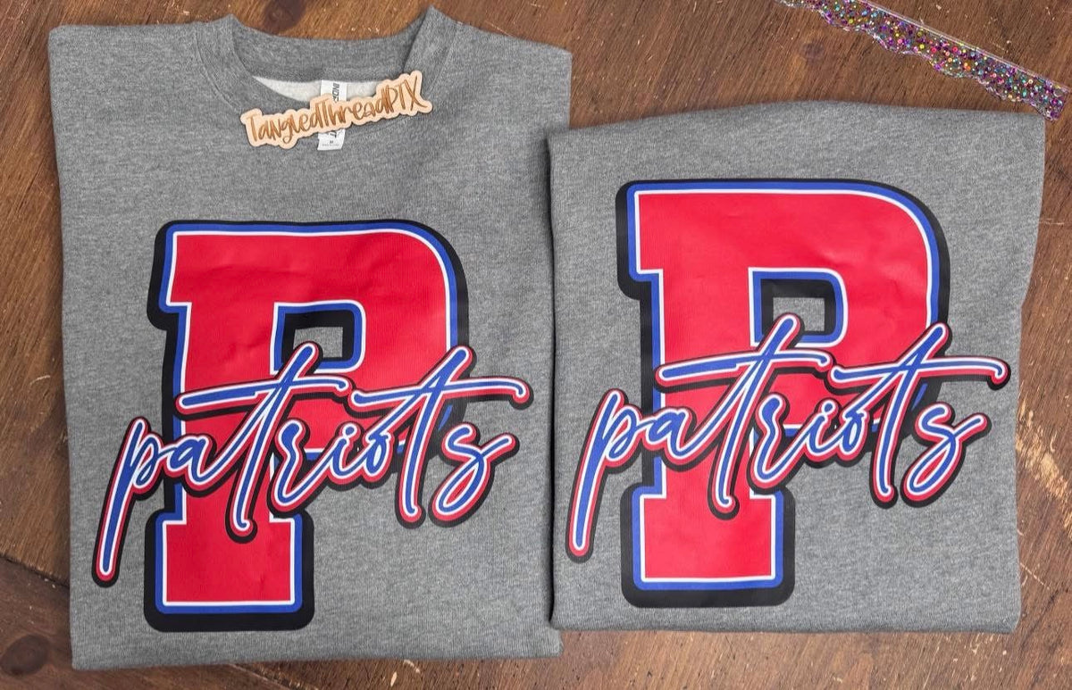Oversized P Patriots - Sport Gray Gildan