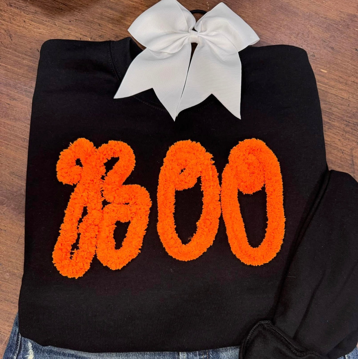 Black Boo - Orange Chenille Yarn