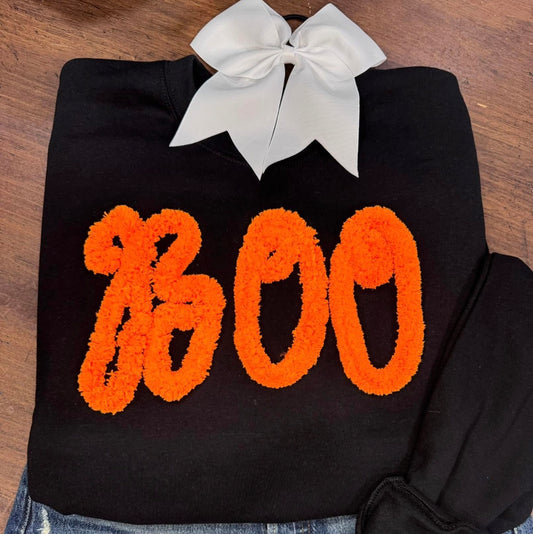 Black Boo - Orange Chenille Yarn