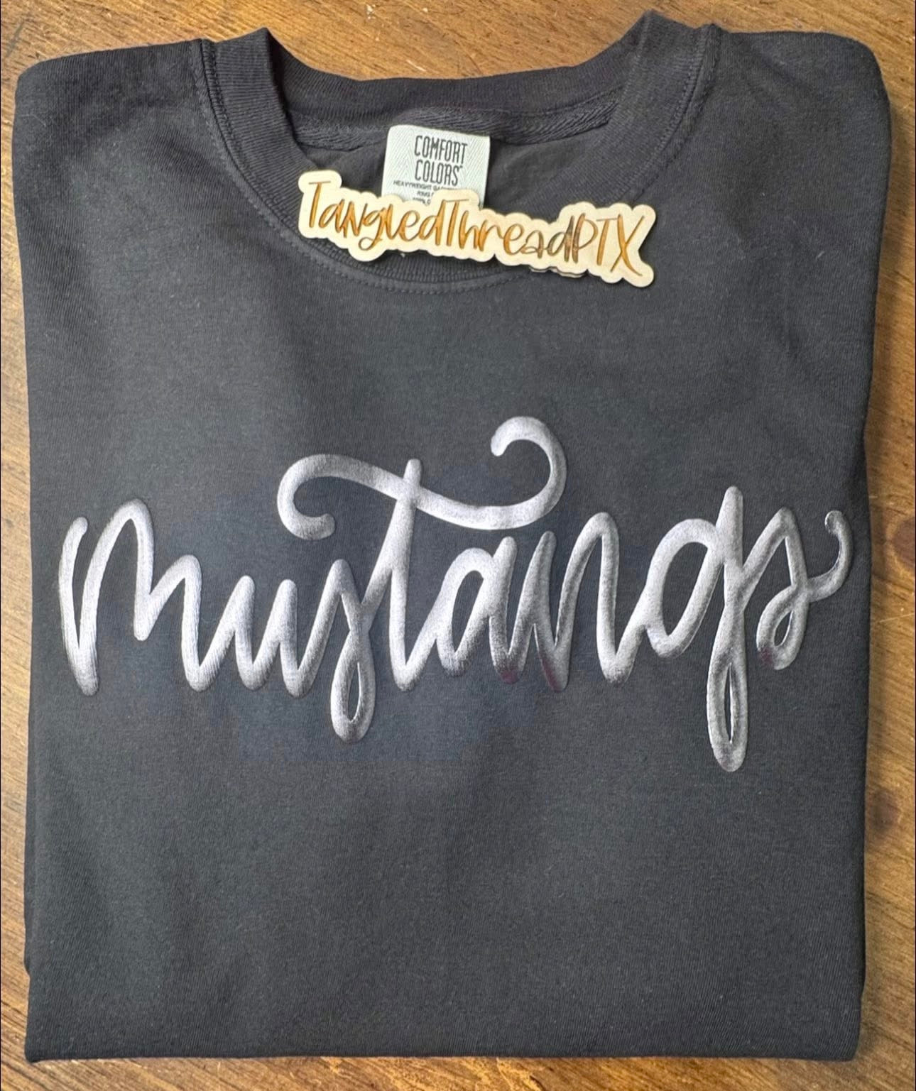 Black Mustangs Slate Metallic Puff