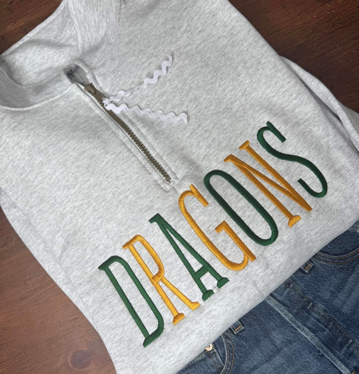 Ash Gray Dragons Alternating Letters - Embroidered