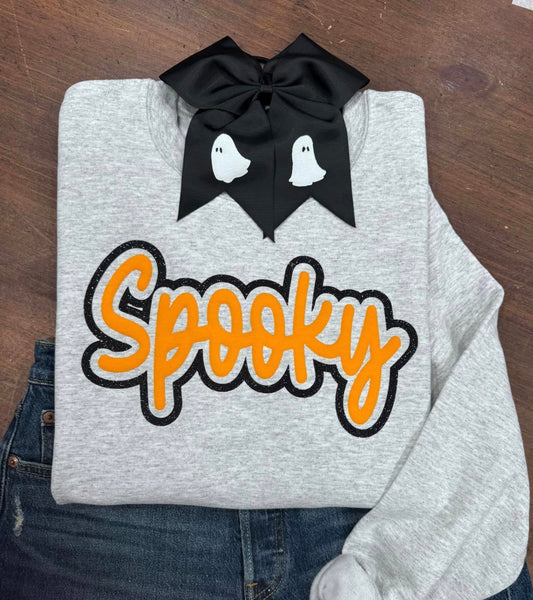 Ash Gray Spooky - Orange Puff with Black Glitter Outline