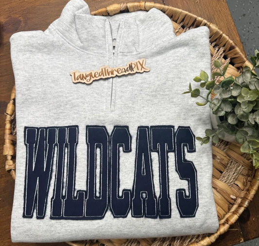 Ash Gray Wildcats Raggy 1/4 Zip - Embroidered