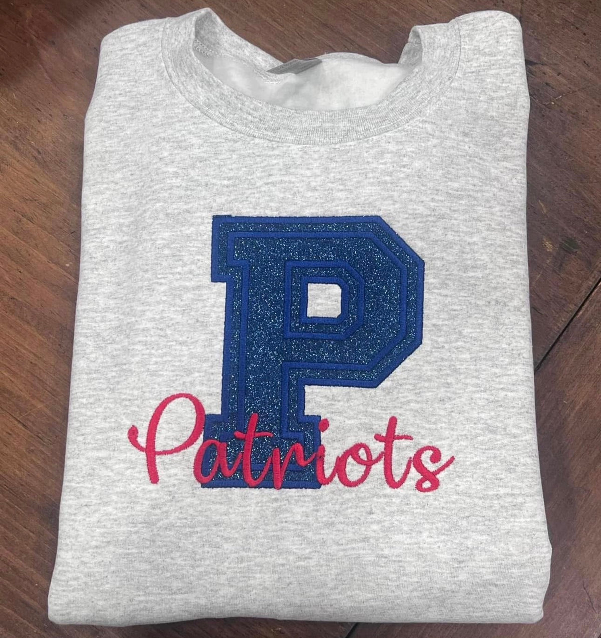 P Patriots - Ash Gray Sweatshirt - Embroidered