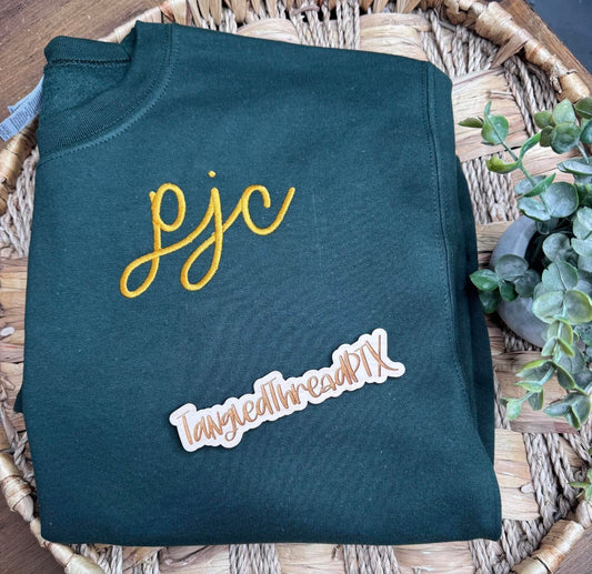 Hunter Green PJC Gold Thread - embroidered
