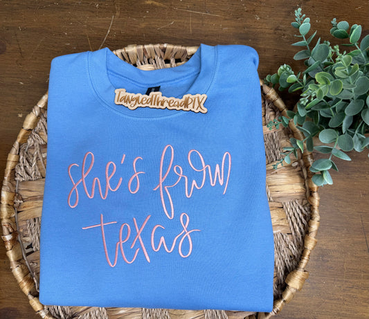 She’s From Texas Embroidered Sweatshirt