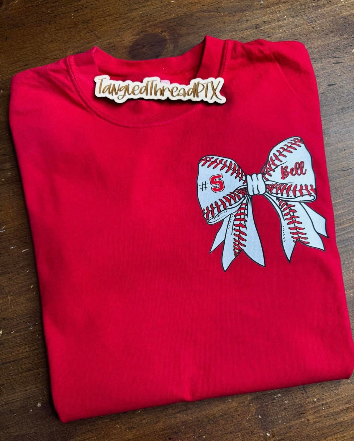 Red Baseball Bow - Personalized #