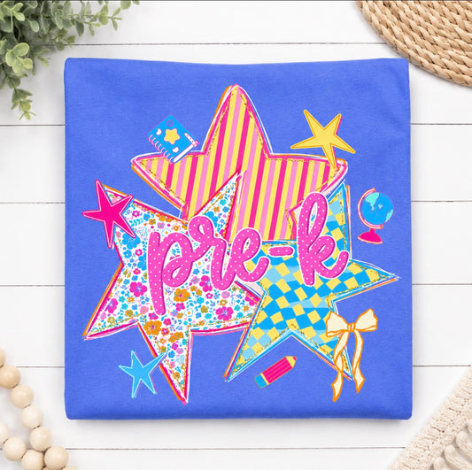 Pre-K Back To School Stars - Blue or Pink