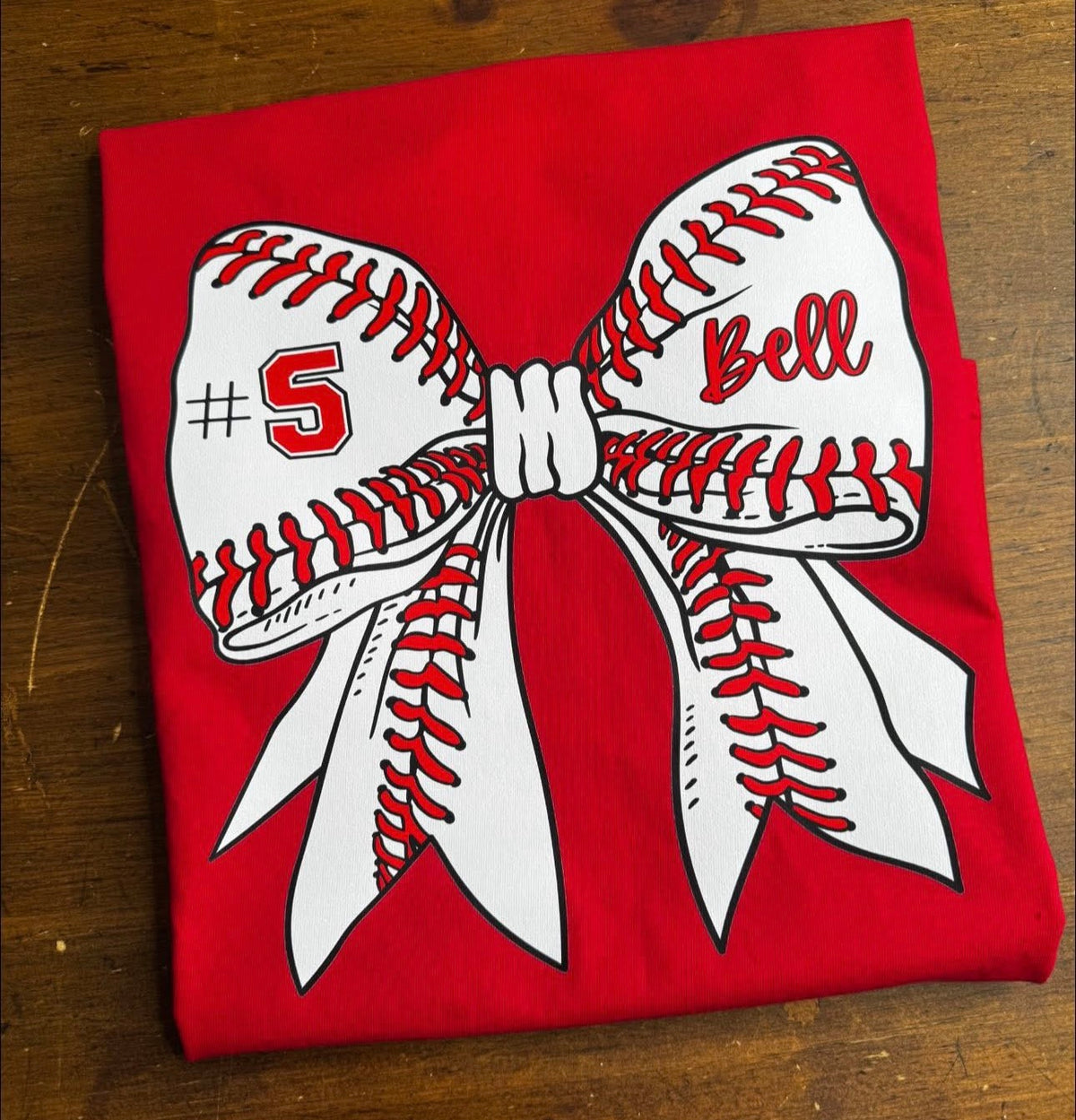 Red Baseball Bow - Personalized #