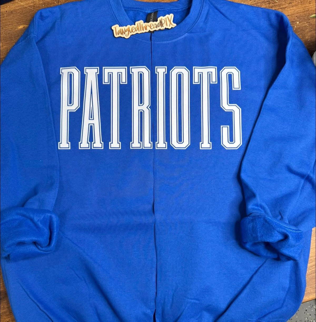 Royal Blue Patriots - Tall White Letters with White Outline