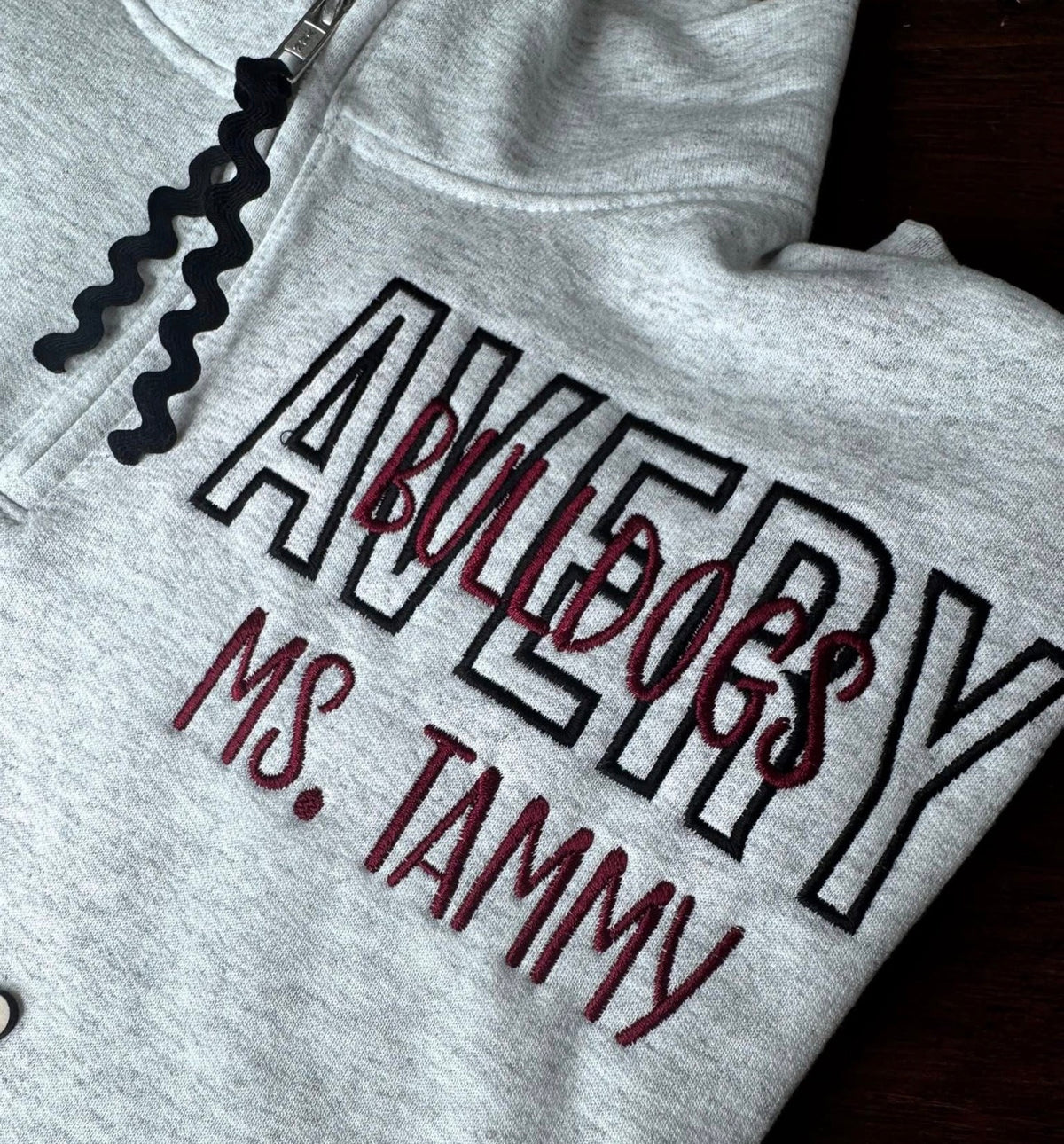 Ash Gray Avery Bulldogs Quarter Zip - Personalized & Embroidered
