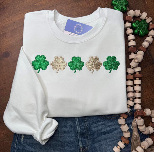 Gold and Green Shamrocks - Embroidered