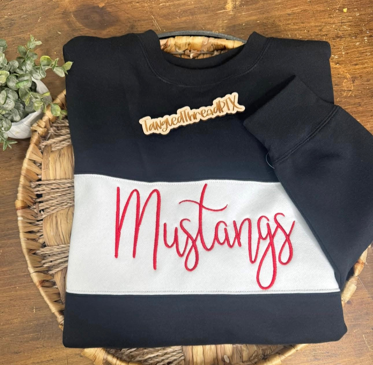 Black Color-block Sweatshirt - Embroidered