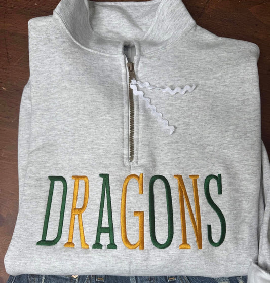 Ash Gray Dragons Alternating Letters - Embroidered