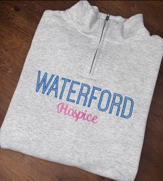 Ash Gray Quarter Zip - Waterford Hospice - Embroidered