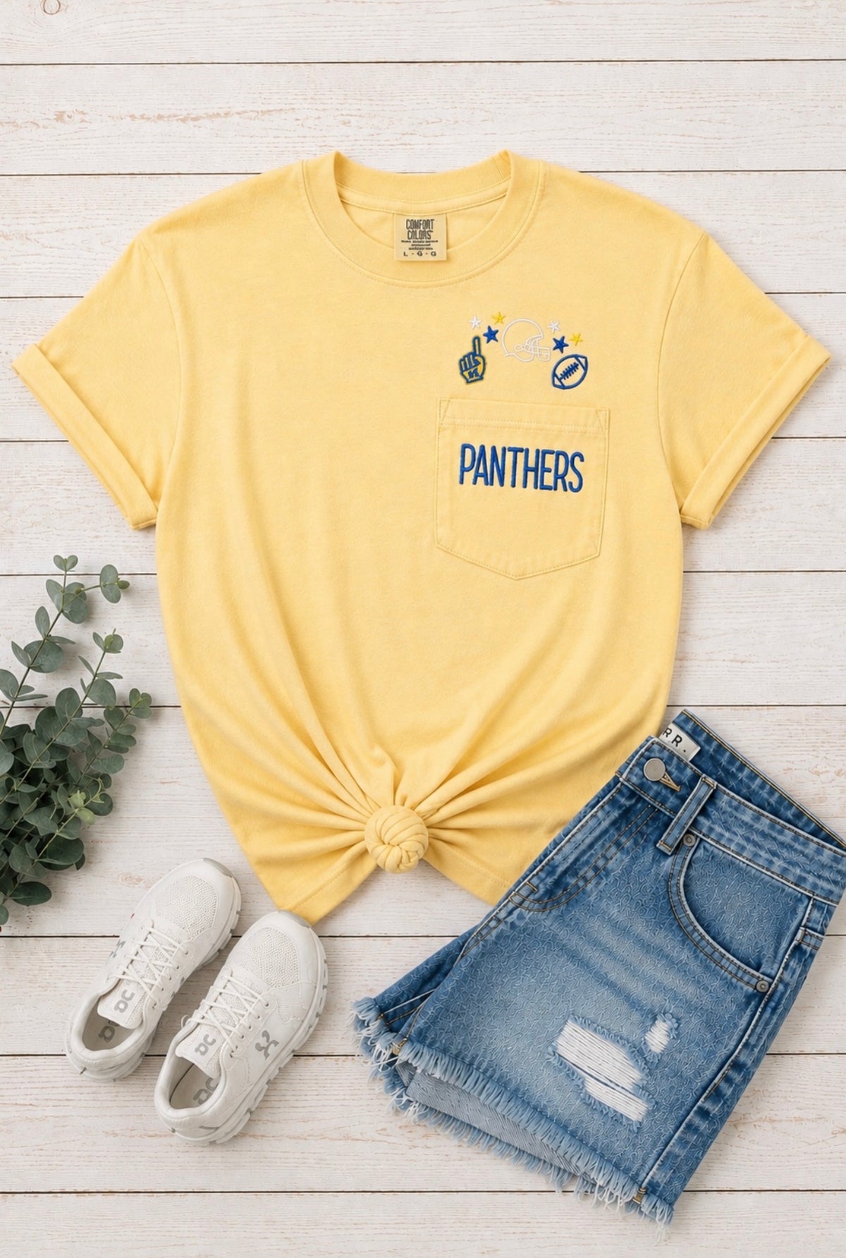 Panthers Football Embroidered Pocket Tee