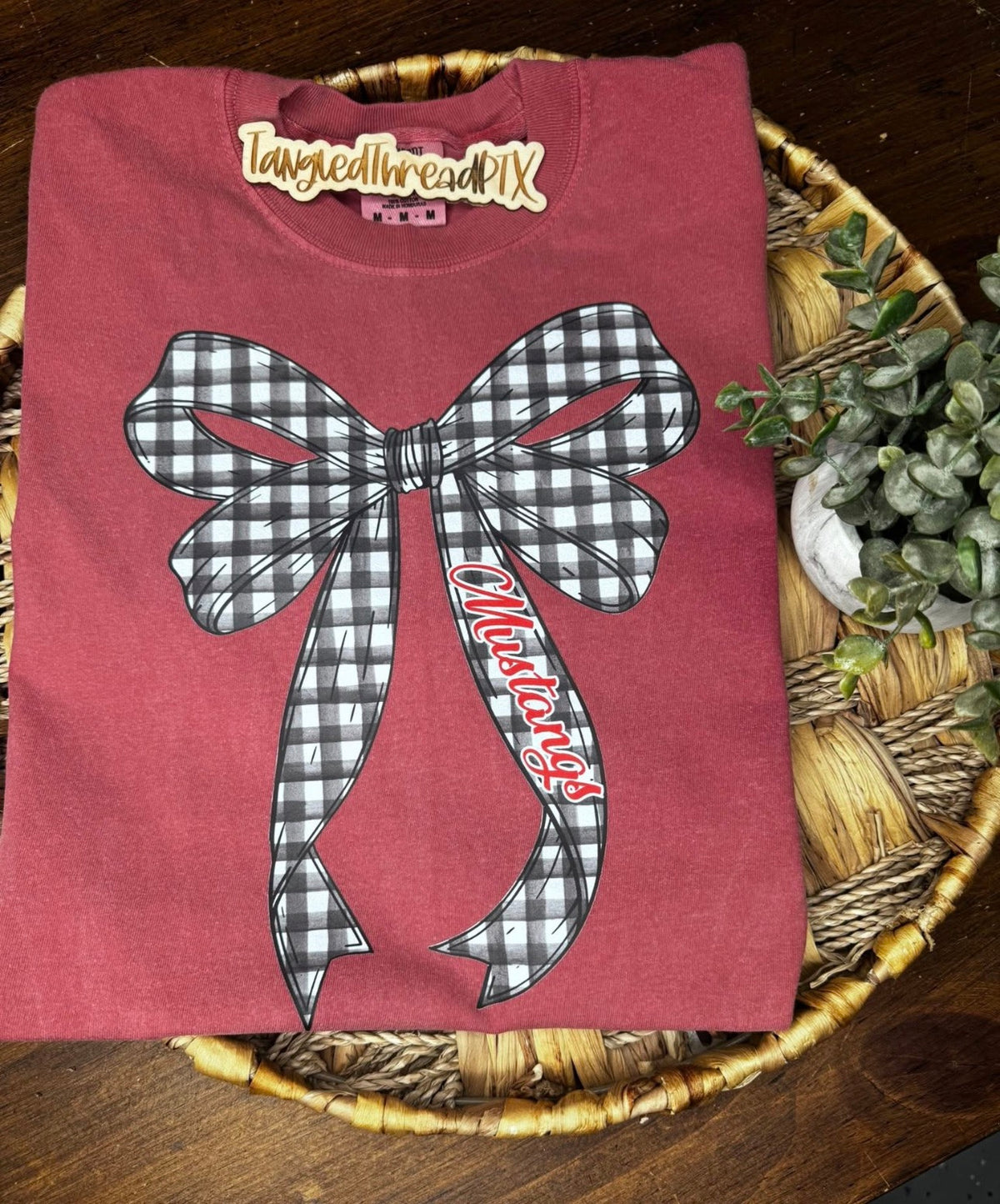 Crimson Mustangs Gingham Bows