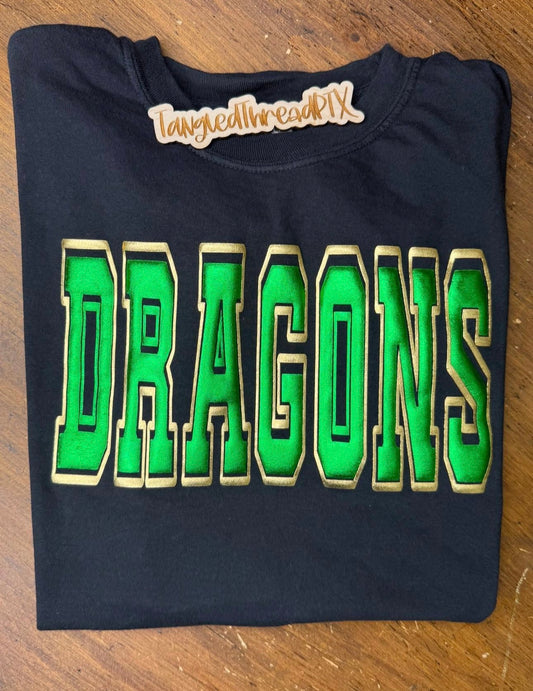 Dragons Green & Gold Puff
