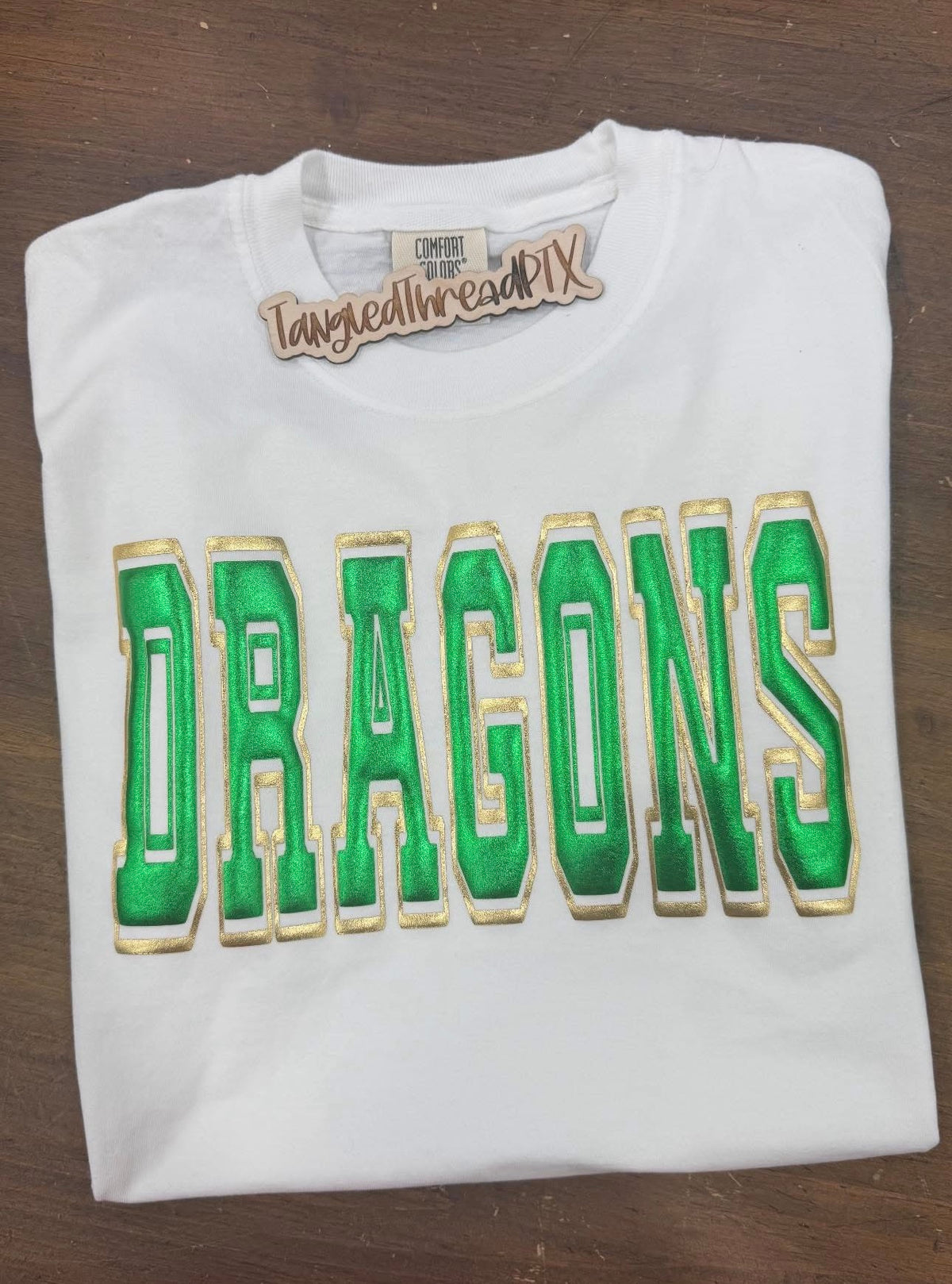 Dragons Green & Gold Puff
