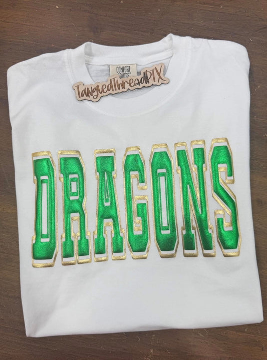 Dragons Green & Gold Puff