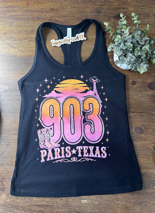 903 Paris Texas - Black Racer Back Tank
