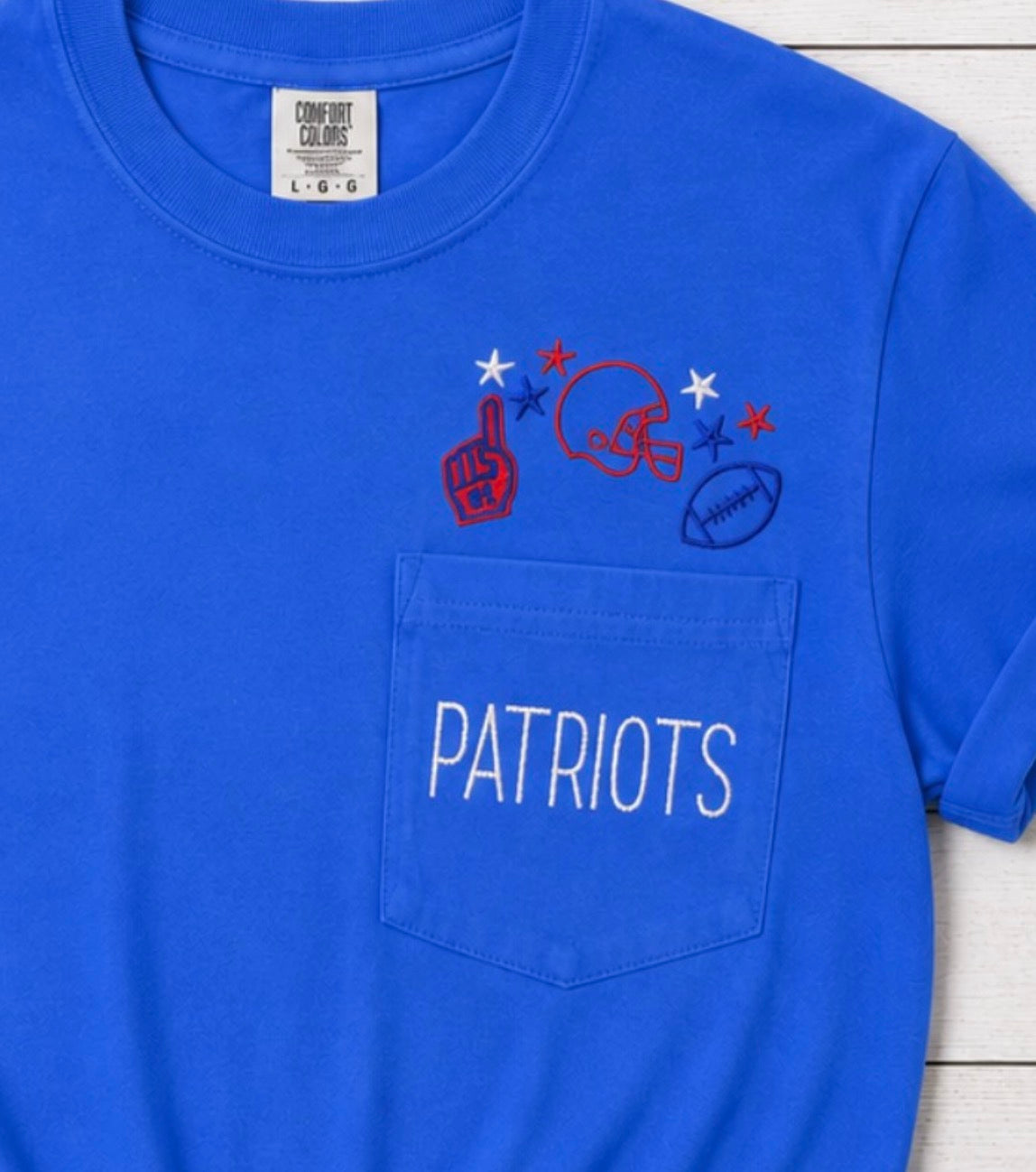 Patriots Football Embroidered Pocket Tee